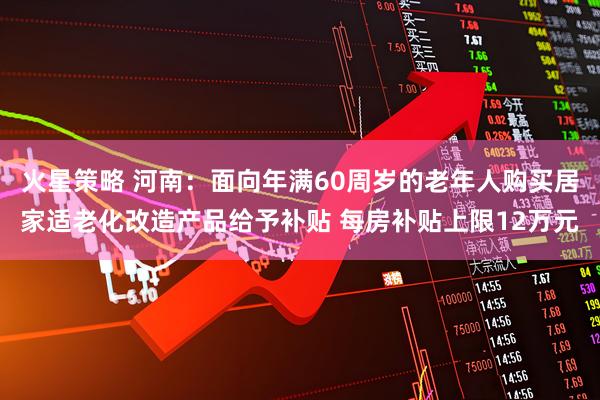 火星策略 河南：面向年满60周岁的老年人购买居家适老化改造产品给予补贴 每房补贴上限12万元